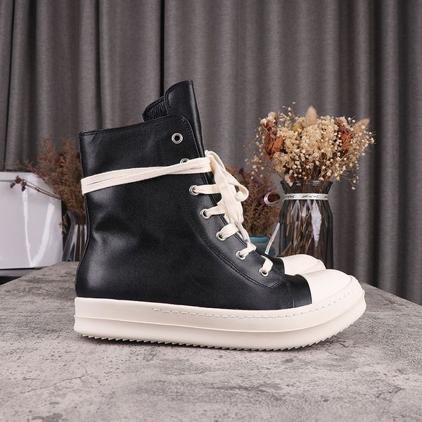 

designer luxury canvas shoes women's genuine leather high boots owen low sports shoes casual shoe platform training shoe box size, Black