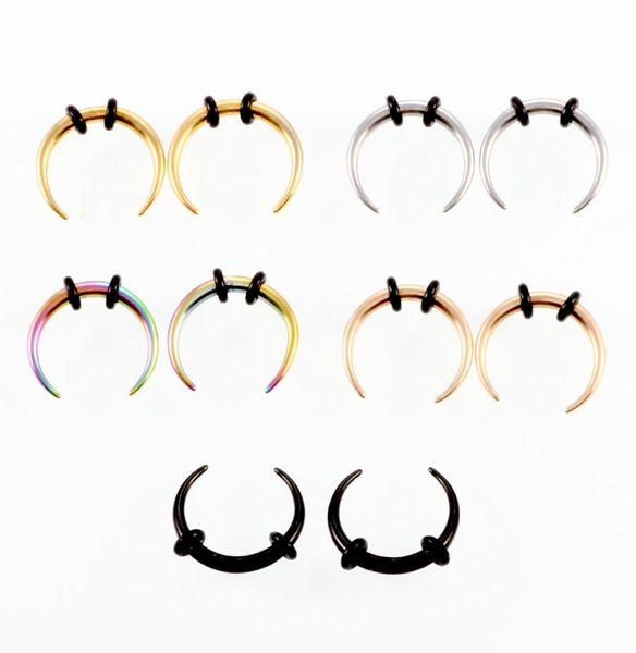

8mm diameter surgical 316l stainless steel nose hoops studs c type nose rings septum silicone loop piercing jewelry 5 colors1073297, Silver