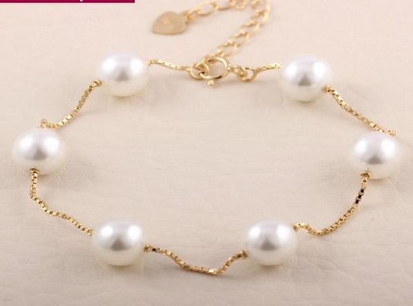 

charm bracelets bangles 18k platinum gold plated fashion pearl beads wedding jewelry for women gift yw7529281, Golden;silver