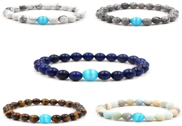 

2021 10mm blue opal bracelet natural stone white turquoise yoga lovers bangles party for friend gift9788390, Black