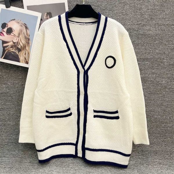 

autumn cardigan jacket women loose sweater fashionable and elegant knitwear pocket single-breasted cardigans knit sweaters designers clothes, White;black