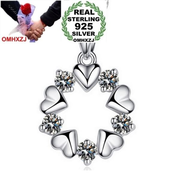 

omhxzj whole woman fashion jewelry zircon round flowers heart 925 sterling silver no chain necklace pendant charms pe289765627