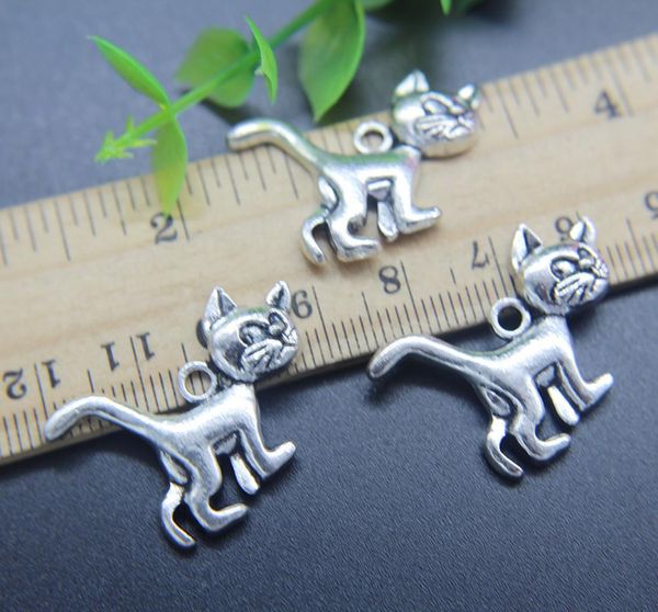 

whole 30pcs angry cat alloy charms pendant retro jewelry making diy keychain ancient silver pendant for bracelet earrings 2228611858, Bronze;silver