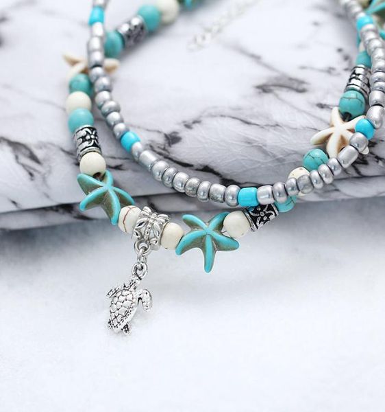 

summer beach fashion anklets yoga jewelry beads turtle owl designer anklets handmade gifts for girlfriend vintage woman anklets cr4509677, Red;blue