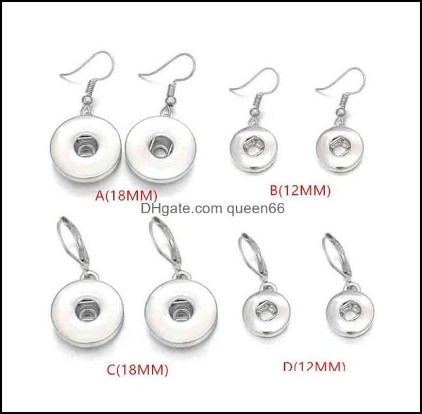 

dangle chandelier sier plated 12mm 18mm snap button earrings for women snaps buttons jewelry drop delivery dhlns6859087, Silver