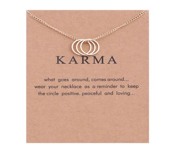 

temperament three circles chram pendant necklaces gold silver plated short clavicle chain necklace with gift card for women lady g2193216