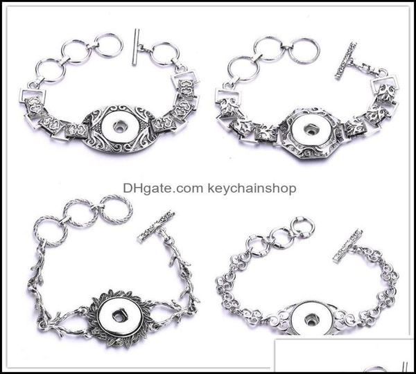 

charm bracelets jewelry vintage mixed styles 18mm snap button heart bracelet sier gold link chain three snaps buttons for women me8888455, Golden;silver