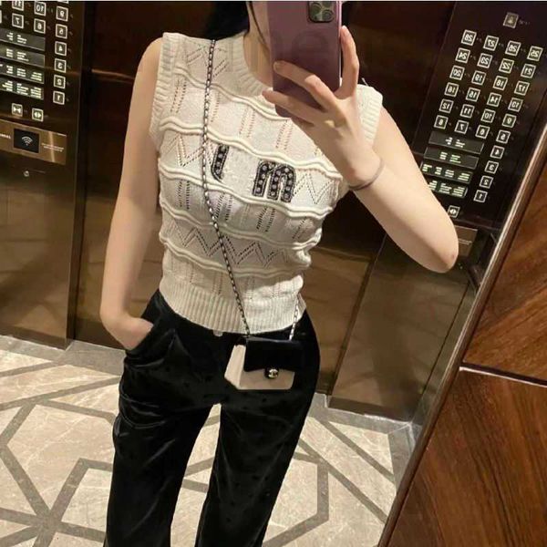 

women's t-shirt designer luxury t shirt knitted vest short sleeved tshirt girl nail diamond round neck strap tamerican women's clo, White
