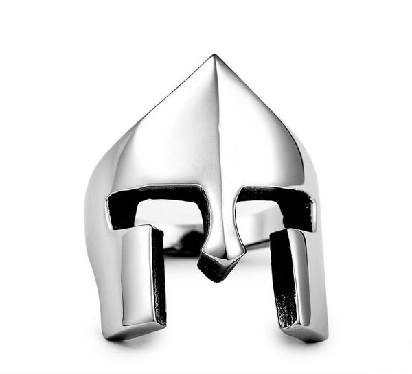 

retro spartan helmet mask rings for men 316l stainless steel new fashion punk rock style party gifts2965321, Silver