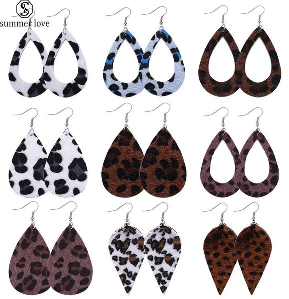 

new christmas waterdrop leopard leather earrings lattice heart pattern dangle earrings for women fashion jewelry gift wholez7337958, Silver