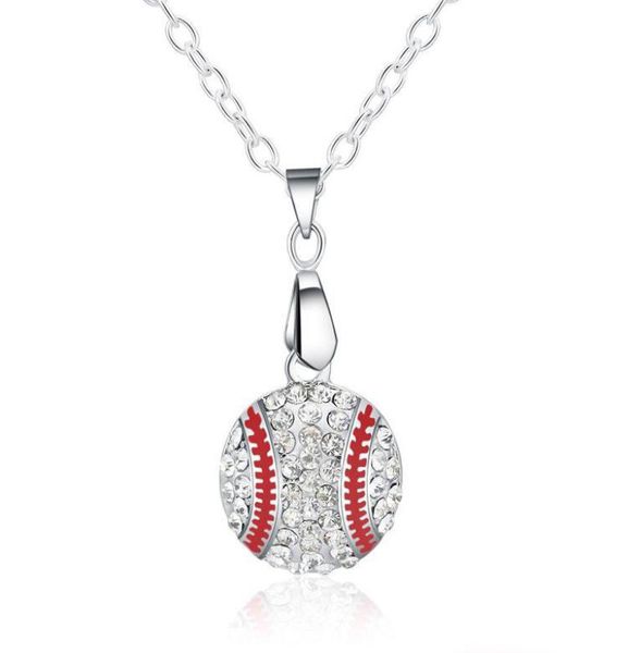 

baseball necklace crystal pendant necklace women womens girls necklaces fashion designer jewelry whole gifts new4739863, Silver