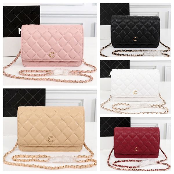 

lambskin womens designer bag crossbody bag chain mini cc woc bag channel bags flap messenger bag quilted caviar shoulder bags designer handb