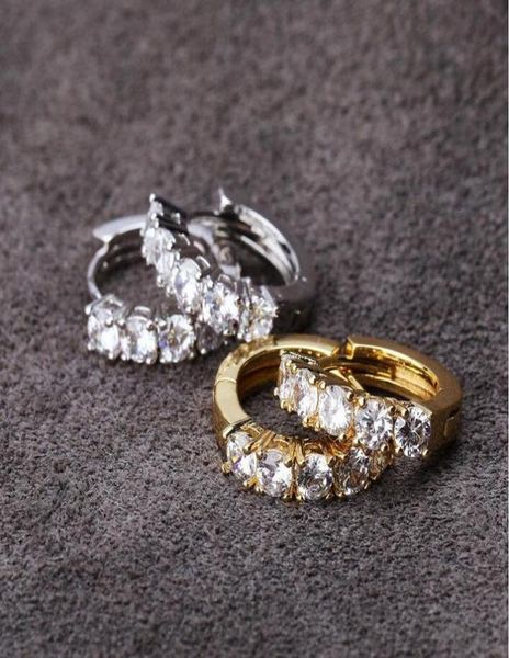 

hip hop hoop earrings jewelry fashion round gold silver simulated diamond earrings for cool men women lover couple ea1646310, Golden;silver