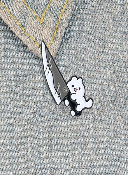 

needle badge handmade cute cat with a knife retro enamel pin brooch badge lapel pin decorative cowboy halloween jewelry zdl08118578793, Gray