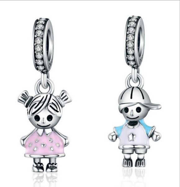 

new fits bracelets 30pcs boy & girl dangle charms beads silver charms bead for wholesale diy european necklace jewelry accessories7237581, Black