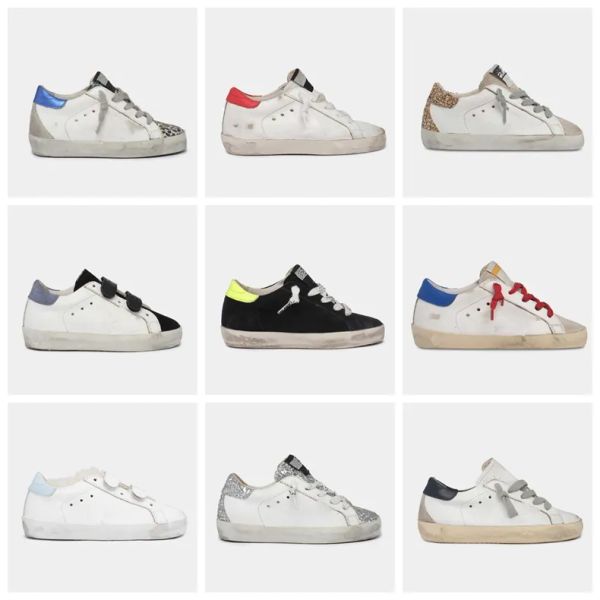 

selling kids shoe italy brand golden infant childrens super star sneakers sequin classic white do-old dirty toddler child designer boys girl, Black