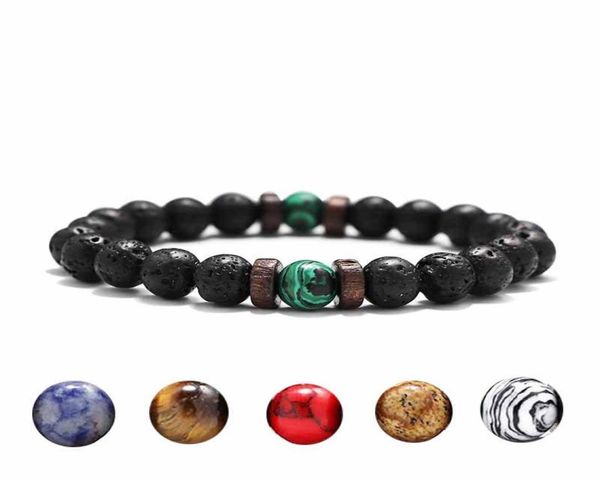 

simple style 8mm natural lava stone beads bracelet handmade men women bracelets jewellery for pulsera hombre armband 20227480554, Black