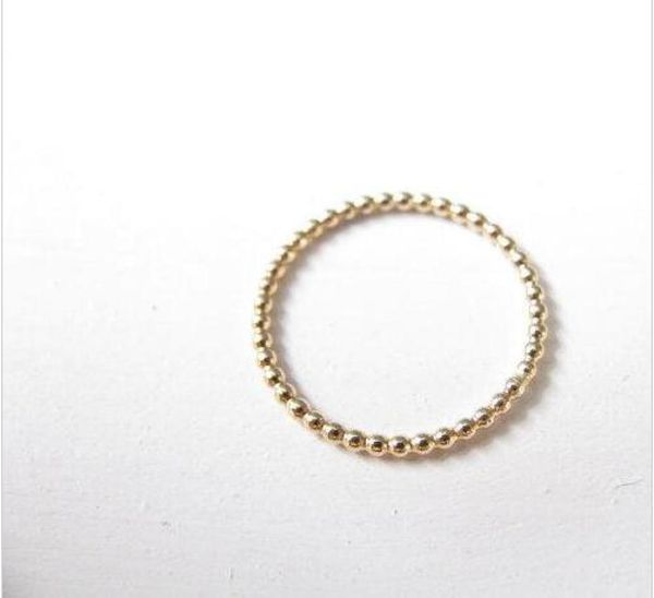 

slim stacking ring beaded gold ring with thin beads lady environmental protection zinc alloy material1976272, Golden;silver