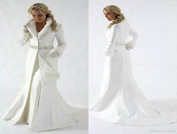 

elegant fur women wedding dresses bridal jacket lapel neck bridal wrap long sleeve winter coats for wedding bolero coat plus size 5954002, White