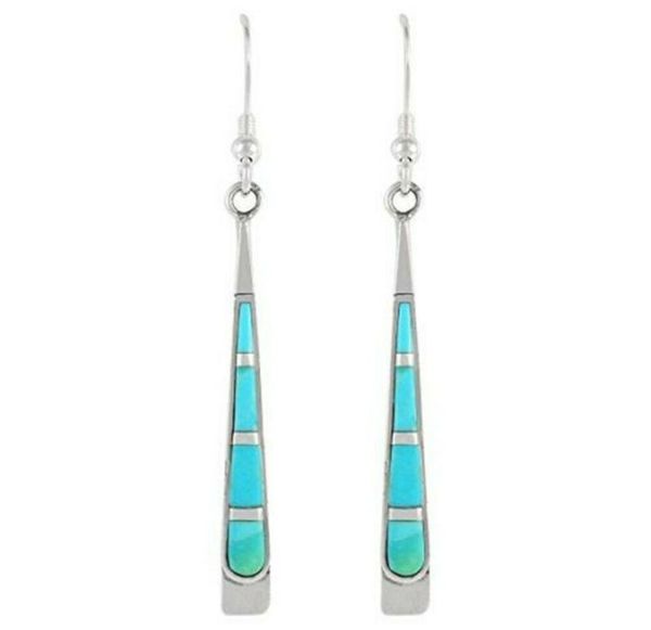 

women 925 silver long earrings coloured glaze vintage bohemian dangle drop hook gift3470827, Golden