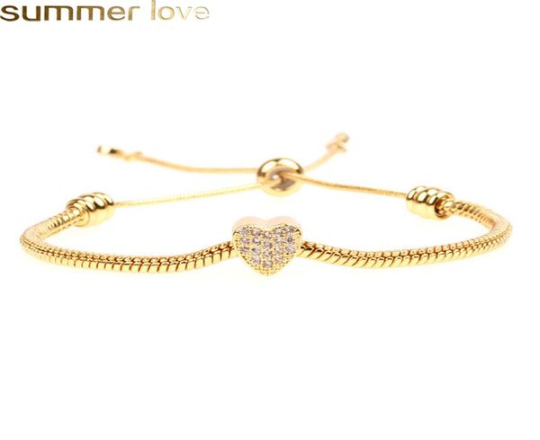 

adjustable heart bracelets bangles for lady women cubic zirconia bracelet charm bracelets rose gold silver color fashion party jew8664255, Golden;silver