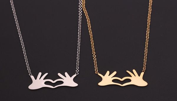 

stainless steel silver gold palm hollow heart pendant necklace chain family friend women girl lover charm wedding jewelry gift7171272