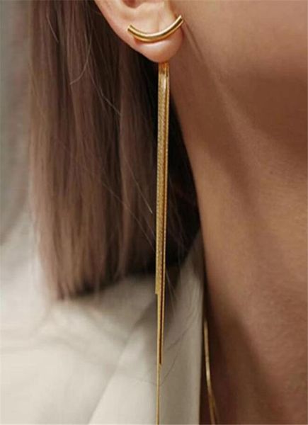 

vintage gold plated multi pieces snake chain long tassel drop earrings for women geometry statement earring fashion jewelry4713520, Silver