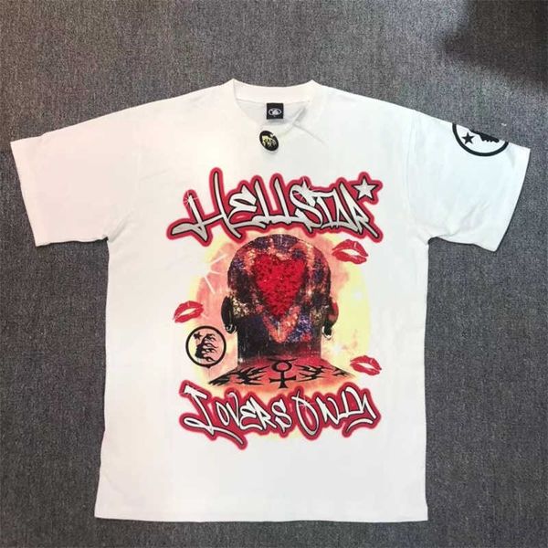 

men's t-shirts hellstar extra large t-shirt cotton red letter image print high street 1 1 men's and women's sports short slee, White;black
