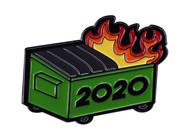 

dumpster fire 2020 badge pandemic killer wasps police rioters pin sucks funny trash decor2932331, Gray