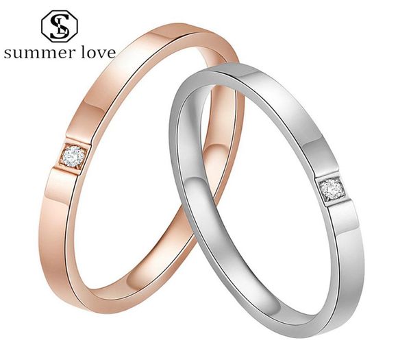 

fashion 2mm stainless steel band rings for women men pickable 49 size with single drill shiny sliver gold color couple rin4420419, Silver
