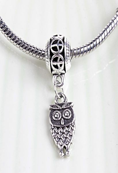 

owl dangle pendant alloy charm bead fashion women jewelry stunning european style for bracelet necklace7544803, Bronze;silver