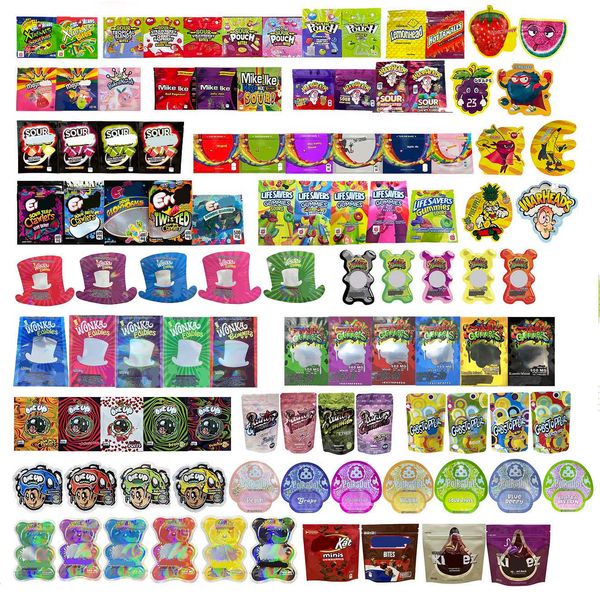 

empty gummy edibles packaging mylar bags warheads sour errlli airheads worm medicated infused gummies candy snack pop brownies smell proof e