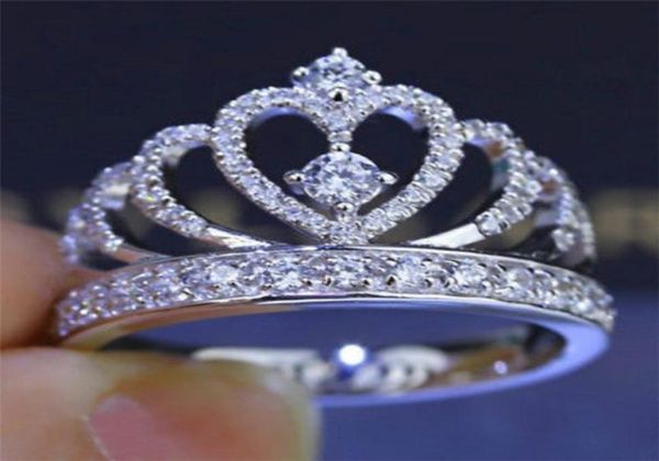 

fashion silver rings crystal heart rings women039s crown zircon ring jewelry women039s engagement party wedding accessories1940949