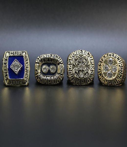 

4pcs/set 1980 1981 1982 1983 new york islanders cup hockey championship ring wholesale 942429, Golden;silver