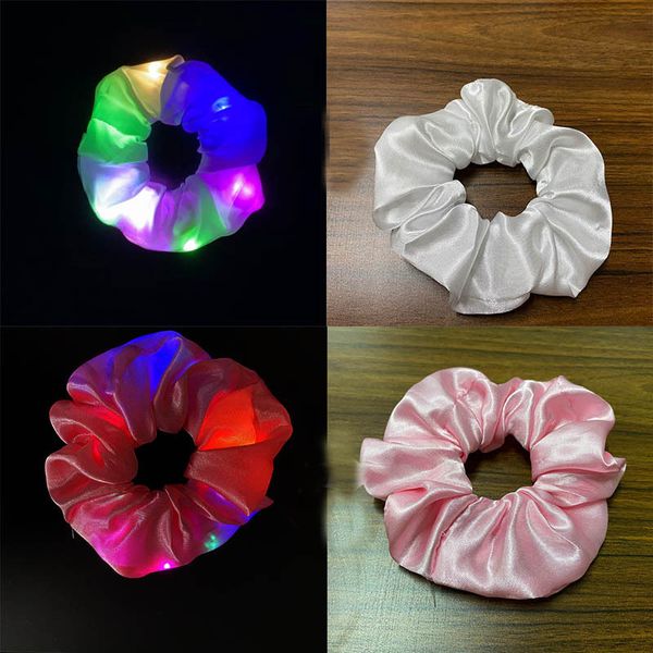 

girls led bar scrunchies hair coils glowing large intestine night market birthday party jumping dee head rope glowing elastic hair ties hall, Slivery;white