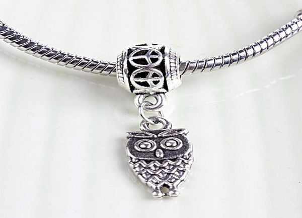 

owl dangle pendant alloy charm bead fashion women jewelry stunning european style for bracelet necklace2731016, Bronze;silver