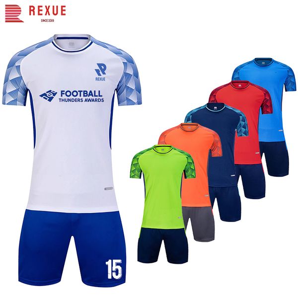

men's tracksuits personalized boys soccer jerseys uniforms youth child set men diy sports custom print shirt training shorts sleeve 230, Gray