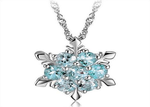 

fashion silver plating wedding jewelry cubic zirconia snowflake star pendant necklace women girl party accessories austrian crysta9298422