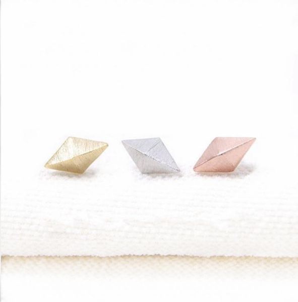 

10pcs fashion threedimensional rhombus stud earrings whole09480973, Golden;silver
