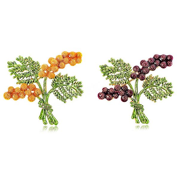 

fashion pine cone branch brooch pins for women girls luxury gold color alloy plant corsage clothing accessories, Gray