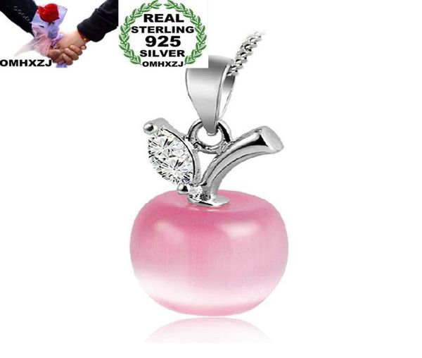 

omhxzj whole personality fashion woman girl gift white pink apple opal zircon 925 sterling silver pendant charm ch028121139