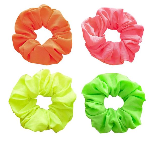 

new neon scrunchies elastic hair bands ponytail holders fluorescent colorful green orange hair ties accessories headwear6499537, Golden;silver