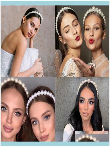 

headbands jewelrysimulation pearl hairbands women hair aessories korean handmade bow flower hoops headband wedding jewelry drop de8898771, Silver