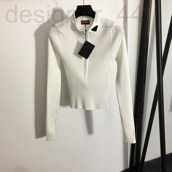 

women's plus size t-shirt designer womens knit t shirts half zip slim knitted vintage long sleeve bottoming 4jau, Black