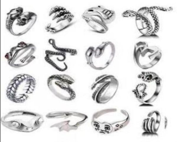 

whole mtidesign mix lot animal sier punk ring mens rocker cool alloy rings snake lion leopard dragon elephant owl gecko eagle3658502, Silver