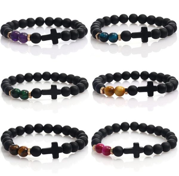 

jewellery 8 manual a string of beads elastic force bracelet hand string hand decorate cross natural stone sand tigereye bead brace6383172, Golden;silver