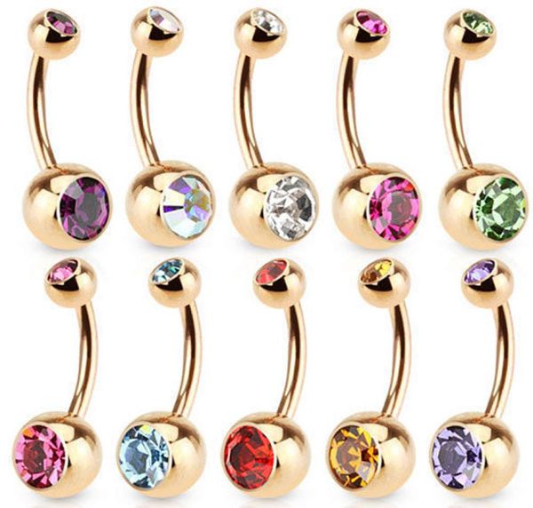 

stainless steel gold crystal rhinestone belly button ring navel bar body piercing jewelry1670923, Silver
