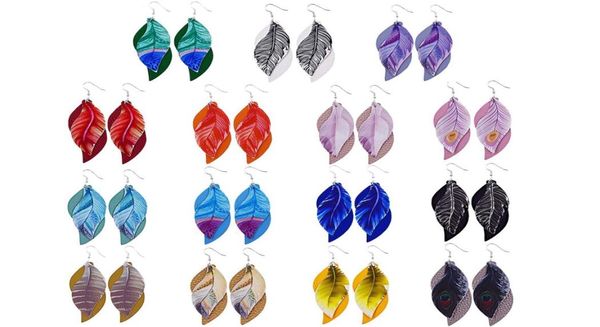 

boho pu leather glitter teardrop dangle earrings for women big water drop leather statement earring red pink party ear jewelry7950765, Silver
