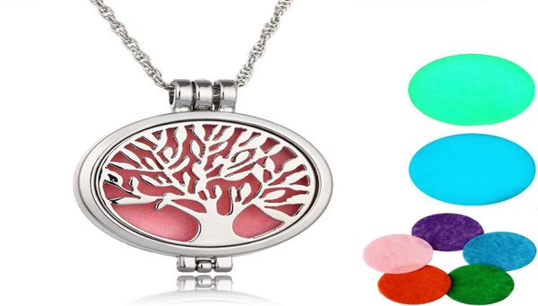 

aromatherapy necklace with felt pads stainless steel jewelry pattern tree of life pendant oils essential diffuser necklaces dhl fr5046958, Silver