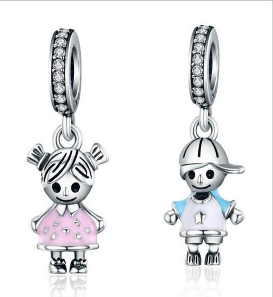 

new fits bracelets 30pcs boy & girl dangle charms beads silver charms bead for wholesale diy european necklace jewelry accessories8806645, Black